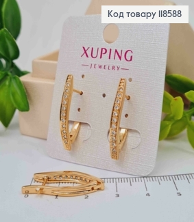 Серьги "Стрели" украшены Блестящими камешками, 2,5см, английская застежка, Xuping 18К 118588 фото