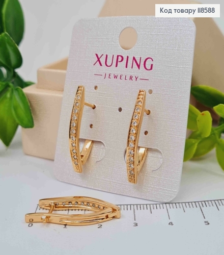Серьги "Стрели" украшены Блестящими камешками, 2,5см, английская застежка, Xuping 18К 118588 фото 1