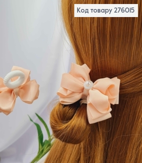 Резинка, БАНТ репсовый, Бледно-розового цвета с жемчужиной 5,5*4см, Ручная работа 276015 фото