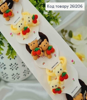 Набор детских резинок "Мишка с вишенками" в коричневых тонах, 20 шт/наб. 261206 фото