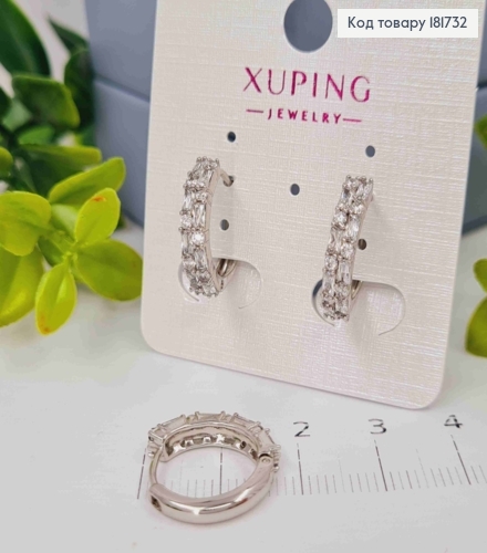 Сережки родовані кільця прикрашені Блискучими камінцями, 1,6см, XUPING 181732 фото 2
