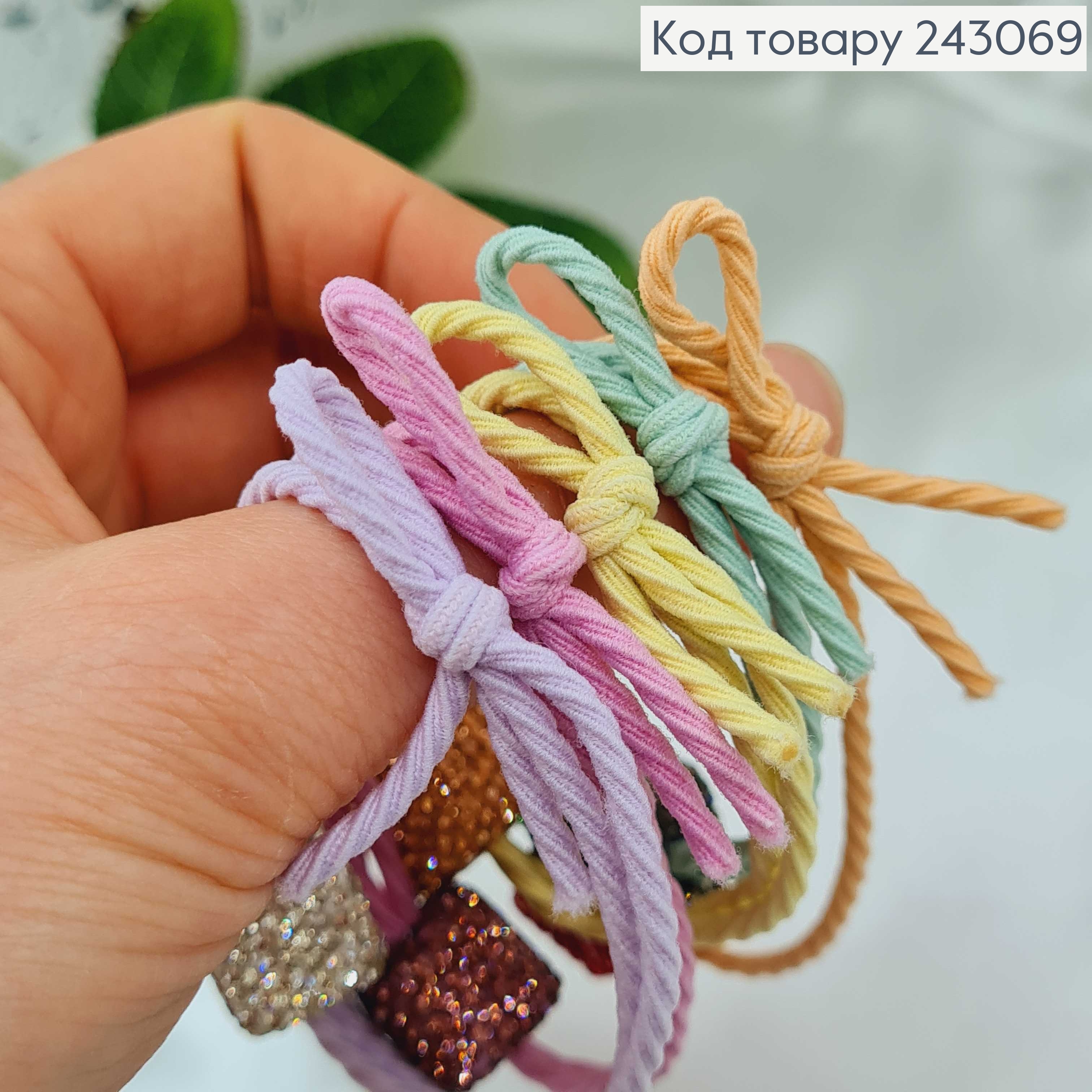 Резинка подвійна кольорова Квадрат в камінцях 5 шт/уп.. 243069 фото 2