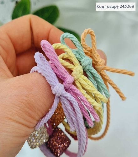 Резинка двойная цветная Квадрат в камешках 5 шт/уп. 243069 фото 2