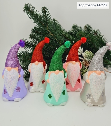 Новорічна фігура Гном  малий, пластик,  в асорт., розмір 13*7см, Україна 612333 фото 1
