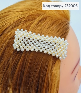 Заколка Тік - так прямокутний  8*2,5 см з перлинками 232005 фото