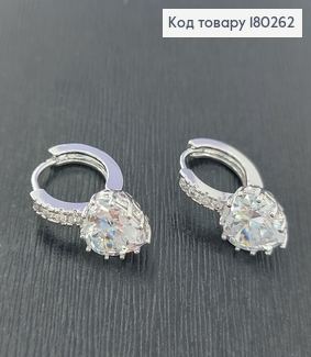 Сережки кільця  з камінцями  родіроване медзолото Xuping 180262 фото