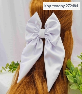 Бант БІЛОГО кольору, Заколка 7,5см, тканина цупкий атлас, розмір 13*23см, Україна 272484 фото