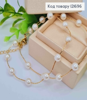 Цепочка КАКОРНОЕ плетение с жемчужинами, длина 43+5см, Xuping 18K 121696 фото