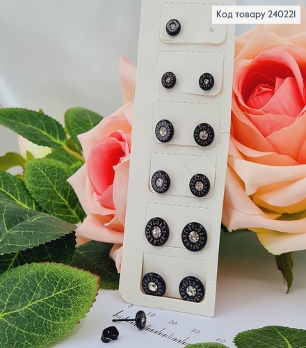 Сережки гвоздики "BVLGARI" с камнем (6пар), Stainless Steel 240221 фото 1