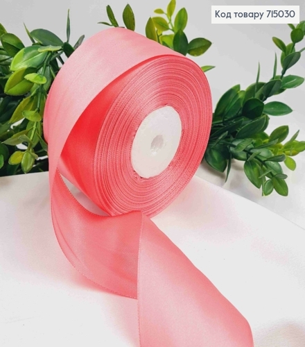 Лента атласная НЕЖНО-РОЖЕВАЯ (цвет 082), ширина 5см, длина 36 ярдов (33м) 715030 фото 1