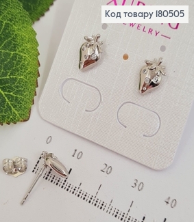 Серьги родированные гвоздики клубничка с камнями Xuping  180505 фото