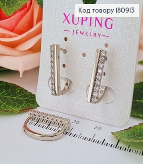 Сережки родовані кільця з Пластинкою в камінцях, 2*,5см, Xuping 180913 фото