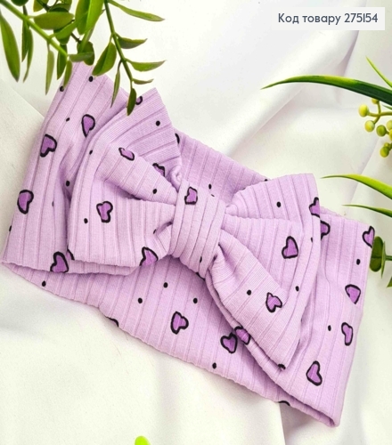 Пов'язка солоха, ФІОЛЕТОВОГО кольору з принтом "Серце", діаметр 36*9см, ручна робота, Україна 275154 фото 1