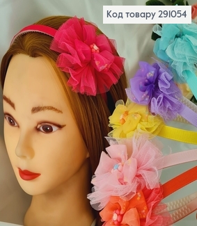 Обруч пластик Цветок с фатина в асс. 291054 фото