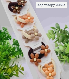 Набір резинок (20шт), КВІТОЧКИ, Пастельні кольори, резинка 3см, фігурки 2,5*2см 261364 фото