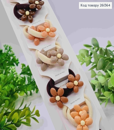 Набір резинок (20шт), КВІТОЧКИ, Пастельні кольори, резинка 3см, фігурки 2,5*2см 261364 фото 1