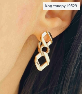 Серьги "Фигурные" с Блестящими камешками, 2,4см, английская застежка, Xuping 18K 119529 фото
