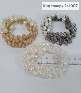 Резинка з перлинками та стіклярусом прошита в асорт. 244007 фото