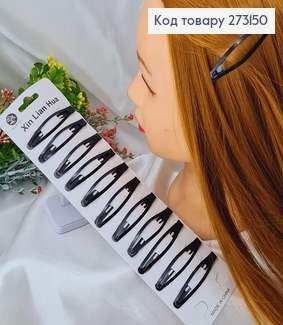 Заколки Тік-так 6.5 см, "Вузькі" чорний колір, 12 шт/уп. 273150 фото