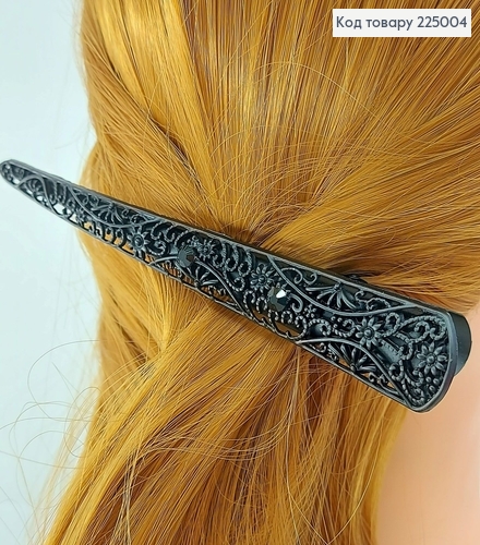 Заколка стрела металл черная плетеная  с камнями 225004 фото 1