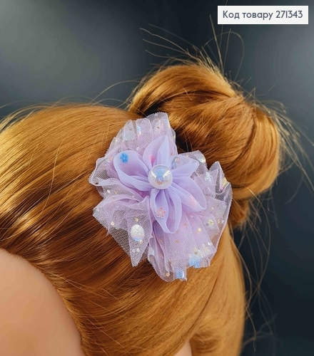 Набір дитячих заколок, клювик, з блискучим фатином та Квіточкою з перлинкою, 10 шт/наб. 271343 фото 2