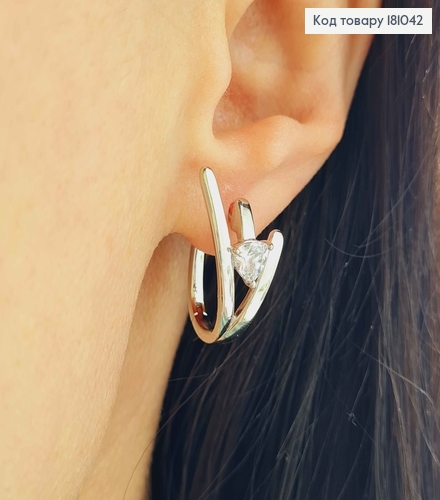 Сережки родовані, "Yes" з камінцем, 2см, Xuping 181042 фото 2