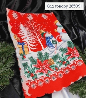 Скатерть новогодняя черона "Снежка с подарками", размер 110*150см 285091 фото