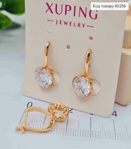 Серьги с Блестящим камнем, 1,9см, английская застежка, Xuping 18K 110256 фото 1