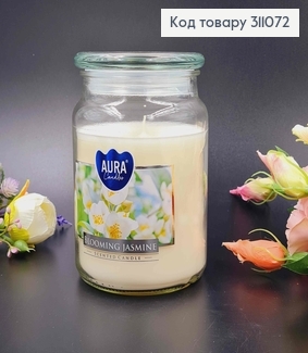 Аромасвічка в банці  Blooming Jasmine, 500г, Bispol, 100 годин горіння, snd 99-169 311072 фото