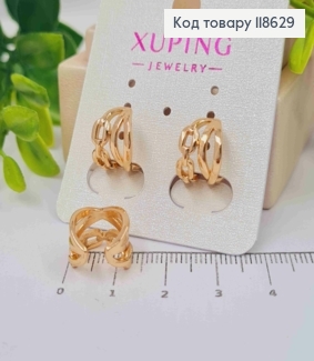 Серьги кафы на хрящик уха, имитация цепочки и бесконечности (1пара), 0,9см, Xuping 18К 118629 фото