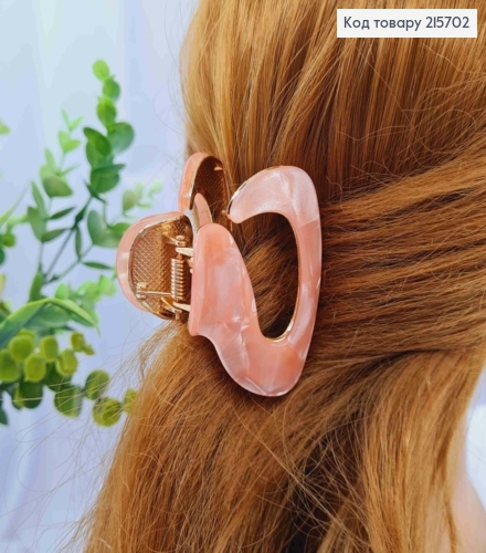 Краб металл "Овальный" с акриловой пластиной, 6см, пудрово-перламутрового цвета. 215702 фото 1