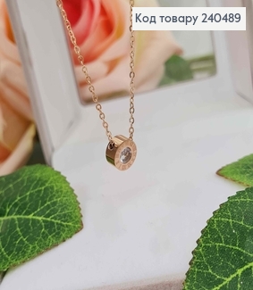 Цепочка, золотого цвета, с подвеской Римскими часами с камешком, 40+5см, сталь Stainless Steel 240489 фото