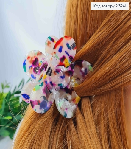 Краб пластик (акрил), КВІТКА, 7см, Перламутрова з кольоровими плямками 213241 фото 2