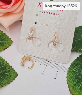 Серьги кафы "Три камня", Xuping 18К 116326 фото