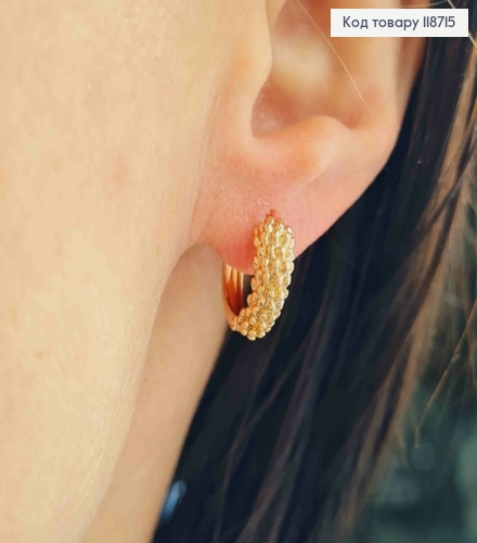 Сережки кільця Фактурні, ширина 5мм, діаметр 1,5см, XUPING 18K 118715 фото 3