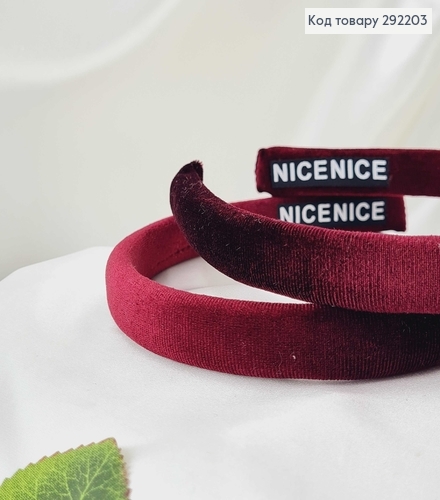 Обруч пластик, мягкий велюр, ВИННЫЙ, шир.2см. 292203 фото 1