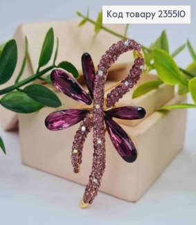 Брошка метал, "Квіткова Петля Бажання", прикрашена Фолетовими камінцями, 5,5см 235510 фото