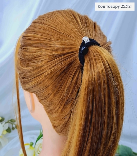 Резинка чорна, з шамбалою білого кольору в камінцях 253121 фото 1