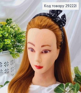 Обруч чалма Черного цвета, с бантом, с узором, шир.2см 292221 фото