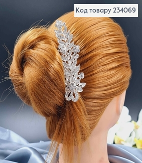 Гребінь для волосся  в камінцях 11см , срібного кольору 234069 фото