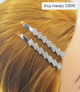 Заколка невидимка металл 7см серебряные Ромбимкы 2 шт / уп цена за уп. 231015 фото