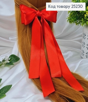 Заколка, Бант атласный, красного цвета, 16*27см. Ручная работа, Украина 25230 фото