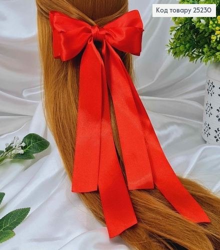 Заколка, Бант атласний, червоного кольору, 16*27см. Ручна робота, Україна 25230 фото 1
