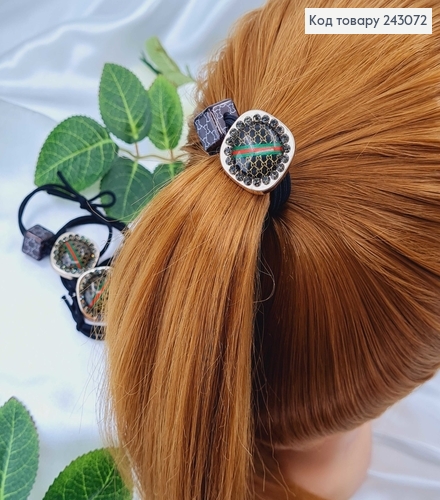 Резинка двойная черная с брошью 5 шт/уп. 243072 фото 2