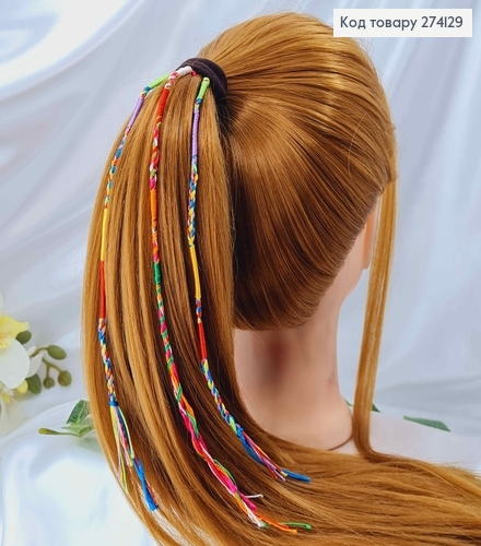 Расточка-фенечка из нитей мулине для волос, цветные с петельками, дл.28см 274129 фото 1