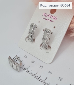  Серьги Пряжка с камешками родованное   Xuping 180384 фото