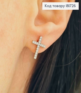 Серьги родованные гвоздики "Крестики" украшены Блестящими камешками, 1,3*0,9см, Xuping 181726 фото