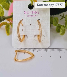 Серьги стрелы с Блестящими камешками в один ряд, 2,3см, XUPING 18K 117577 фото