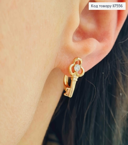 Серьги "Золотой Ключик", с ярким камешком,1,6см, англ. зам, XUPING 18K 117556 фото 2