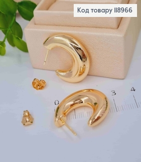 Серьги гвоздики "Объемные" (овальные), длина 2,7см, Xuping 18K 118966 фото